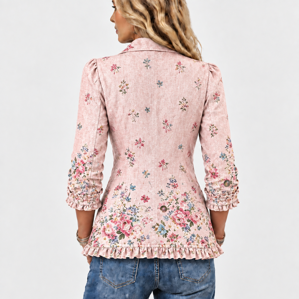 Bettany™ Floral Ruffle Button-Up Coat