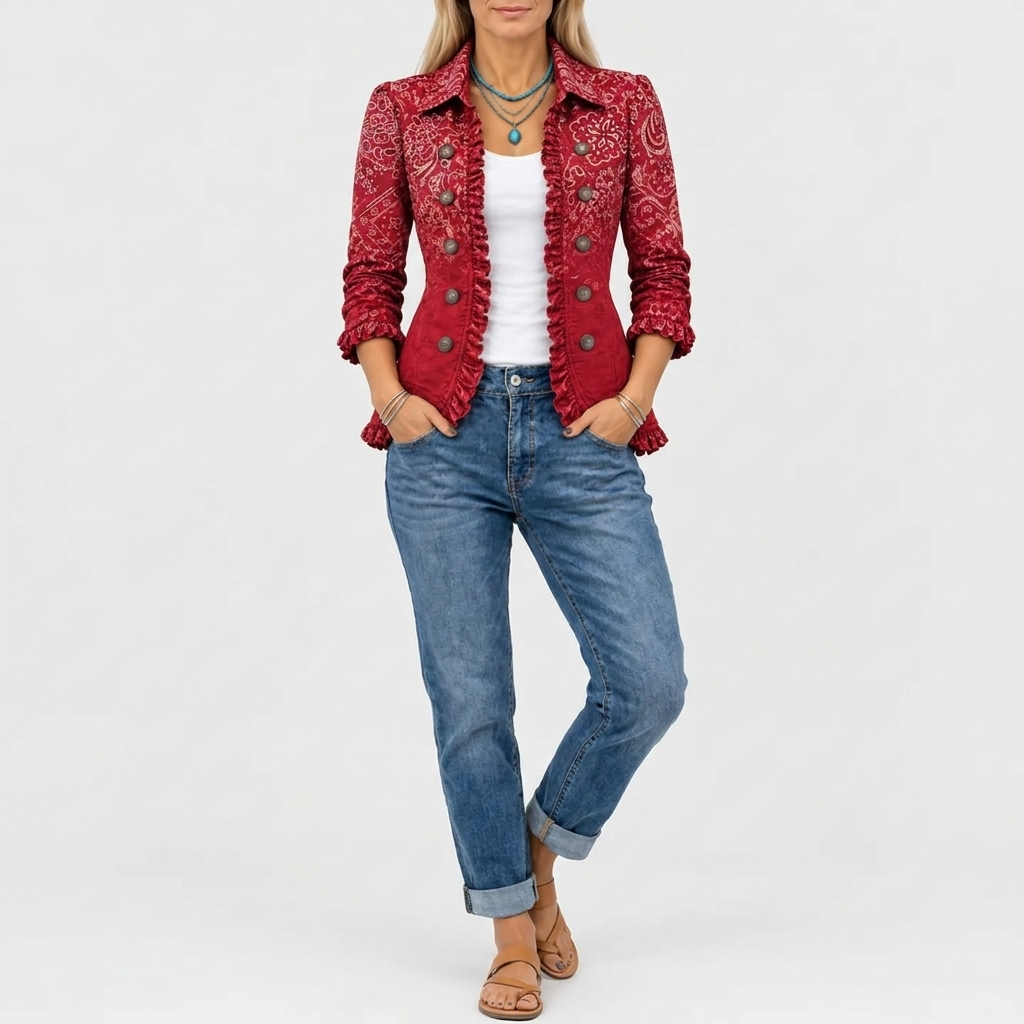Criselle™ - Bohemian Paisley Ombre Frill Jacket