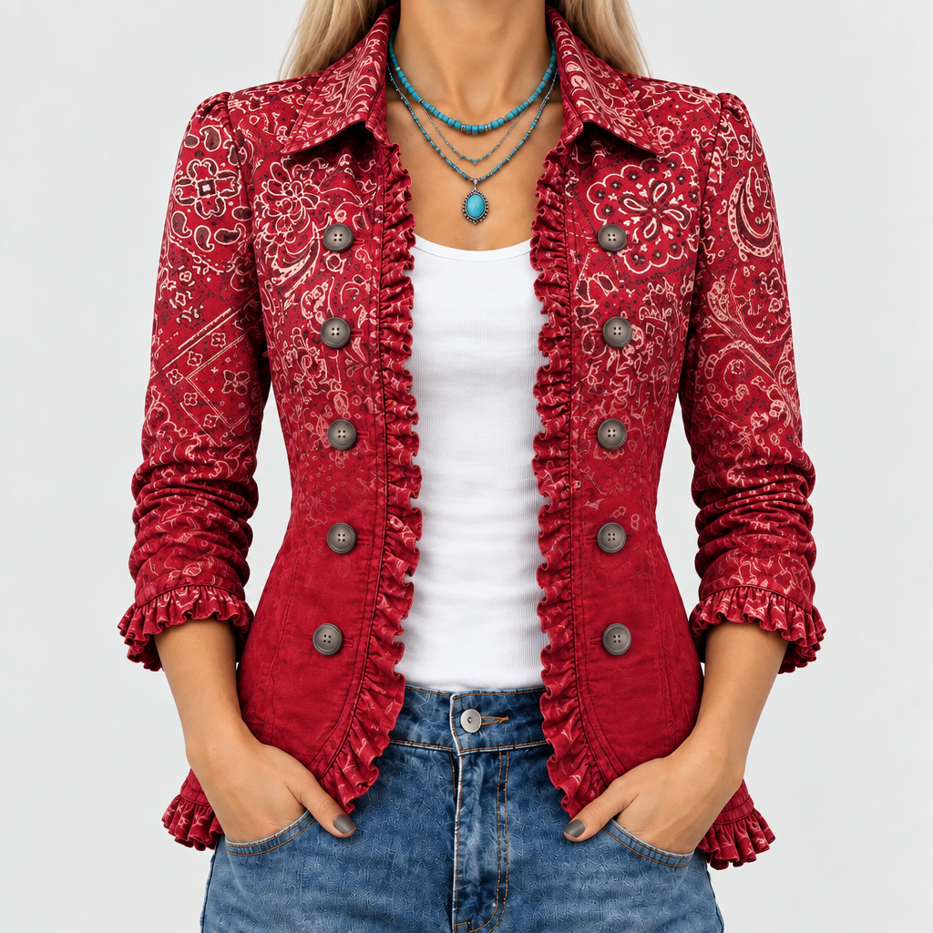 Criselle™ - Bohemian Paisley Ombre Frill Jacket