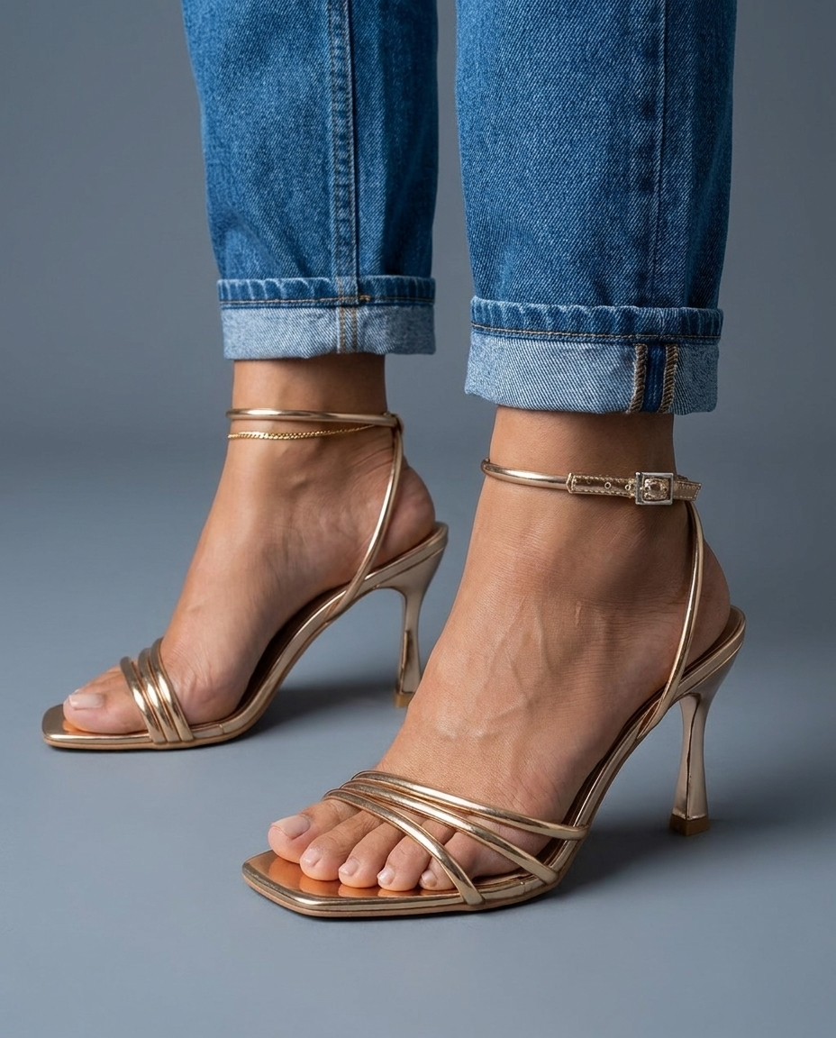 Aurora | Metallic Gold Strappy Heels