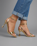 Valentina | Gold Metallic Strappy Heeled Sandals