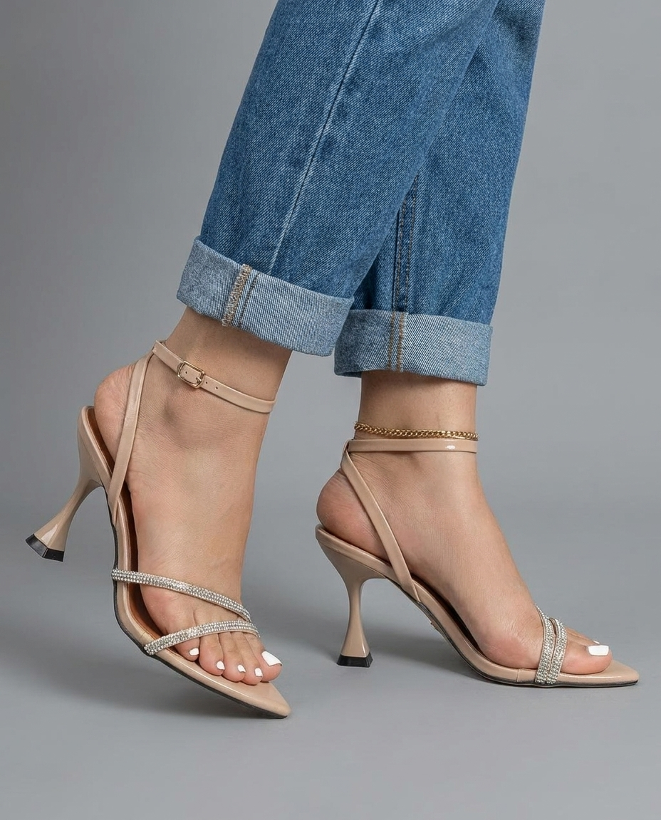 Diana | Crystal-Embellished Strap Heels
