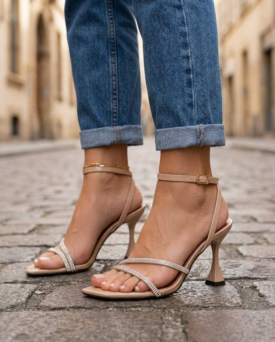 Diana | Crystal-Embellished Strap Heels