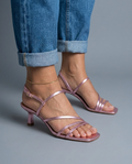 Metallic Pink Rose Kitten Heels